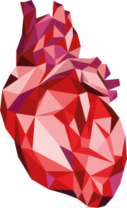 A SOMNOmedics polygon heart icon for our cadiology and hypertention cuffless blood pressure products.