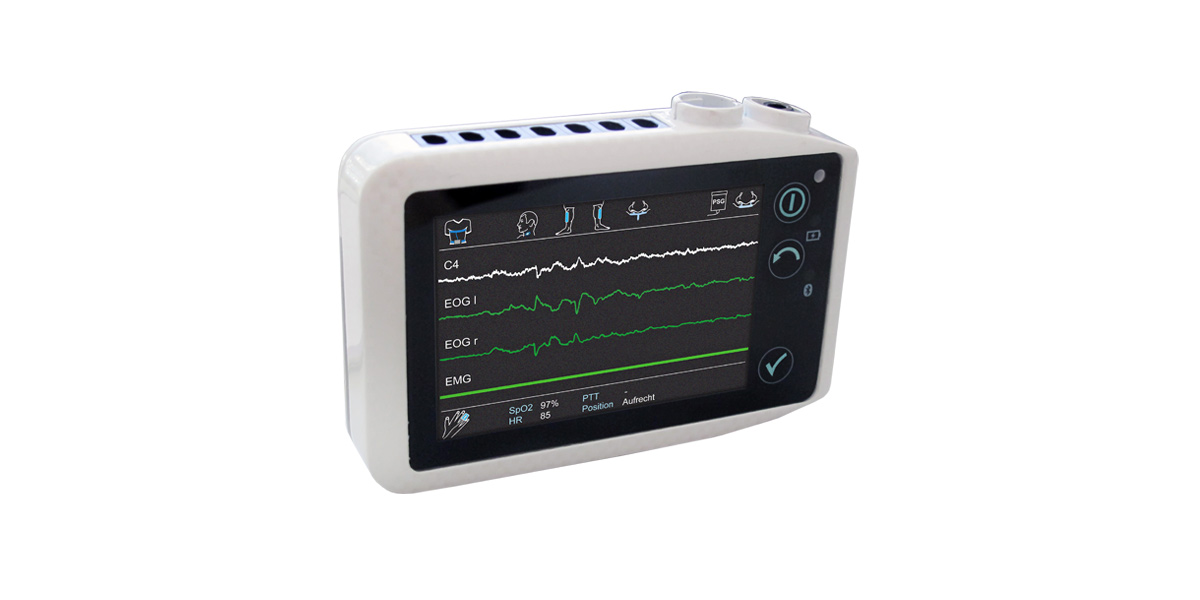 The SOMNO HD - SOMNOmedics most powerful PSG device. Already in use in northern Europe for Home Sleep portable polysomnography and polygraphy testing.